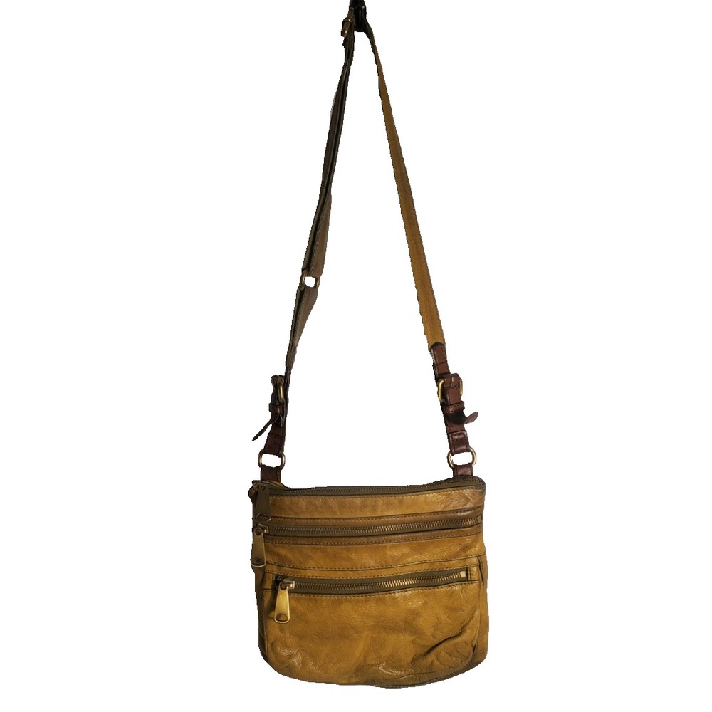 Fossil Explorer Honey Leather Crossbody Purse Bag